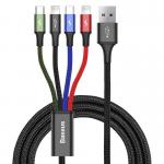 Cablu pentru incarcare si transfer de date Baseus Rapid 4 in 1, USB Type-C/2x Lightning/Micro-USB, 3.5A, 1.2m, Negru 2 - lerato.ro
