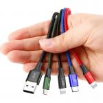 Cablu pentru incarcare si transfer de date Baseus Rapid 4 in 1, USB Type-C/2x Lightning/Micro-USB, 3.5A, 1.2m, Negru