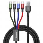 Cablu pentru incarcare si transfer de date Baseus Rapid 4 in 1, 2x USB Type-C/Lightning/Micro-USB, 3.5A, 1.2m, Negru 2 - lerato.ro