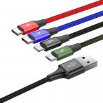 Cablu pentru incarcare si transfer de date Baseus Rapid 4 in 1, 2x USB Type-C/Lightning/Micro-USB, 3.5A, 1.2m, Negru