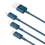 Cablu pentru incarcare si transfer de date Baseus Superior 3 in 1, USB Type-C/Lightning/Micro-USB, 3.5A, 1.5m, Albastru 3 - lerato.ro