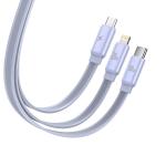 Cablu pentru incarcare si transfer de date Baseus Traction Retractable 3 in 1, USB Type-C/Lightning/Micro-USB, 1.7m, Mov