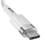 Cablu pentru incarcare Baseus Magnetic Zinc Angled MagSafe, USB Type-C, 60W, LED, 2m, Alb