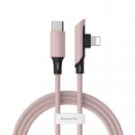 Cablu pentru incarcare si transfer de date Baseus Colourful Elbow, USB Type-C/Lightning, 18W, 1.2m, Roz 2 - lerato.ro