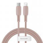 Cablu pentru incarcare si transfer de date Baseus Colourful, USB Type-C/Lightning, 18W, 1.2m, Roz 2 - lerato.ro