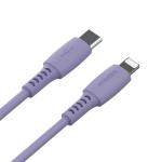 Cablu pentru incarcare si transfer de date Baseus Colourful, USB Type-C/Lightning, 18W, 1.2m, Mov