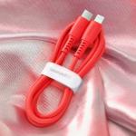 Cablu pentru incarcare si transfer de date Baseus Colourful, USB Type-C/Lightning, 18W, 1.2m, Rosu