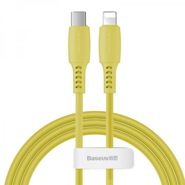 Cablu pentru incarcare si transfer de date Baseus Colourful, USB Type-C/Lightning, 18W, 1.2m, Galben 1 - lerato.ro