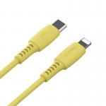 Cablu pentru incarcare si transfer de date Baseus Colourful, USB Type-C/Lightning, 18W, 1.2m, Galben