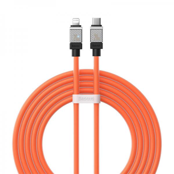 Cablu pentru incarcare si transfer de date Baseus CoolPlay, USB Type-C/Lightning, 20W, 2.4A, 2m, Portocaliu 1 - lerato.ro