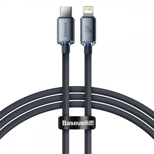 Cablu pentru incarcare si transfer de date Baseus Crystal Shine, USB Type-C/Lightning, 20W, 1.2m, Negru 1 - lerato.ro