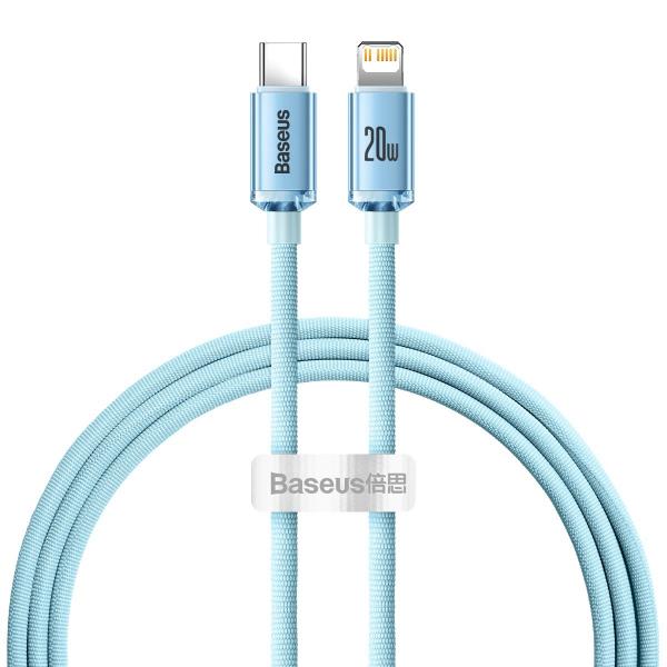 Cablu pentru incarcare si transfer de date Baseus Crystal Shine, USB Type-C/Lightning, 20W, 1.2m, Albastru 1 - lerato.ro