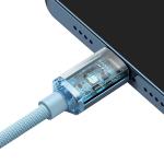 Cablu pentru incarcare si transfer de date Baseus Crystal Shine, USB Type-C/Lightning, 20W, 1.2m, Albastru