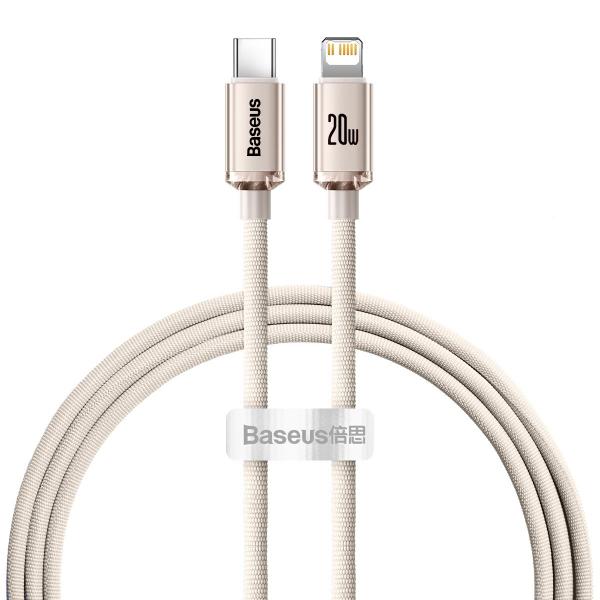 Cablu pentru incarcare si transfer de date Baseus Crystal Shine, USB Type-C/Lightning, 20W, 1.2m, Roz 1 - lerato.ro