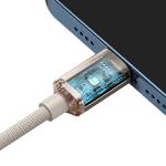 Cablu pentru incarcare si transfer de date Baseus Crystal Shine, USB Type-C/Lightning, 20W, 1.2m, Roz