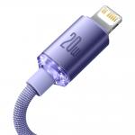 Cablu pentru incarcare si transfer de date Baseus Crystal Shine, USB Type-C/Lightning, 20W, 1.2m, Mov 8 - lerato.ro