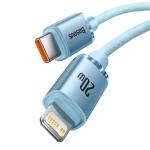 Cablu pentru incarcare si transfer de date Baseus Crystal Shine, USB Type-C/Lightning, 20W, 2m, Albastru