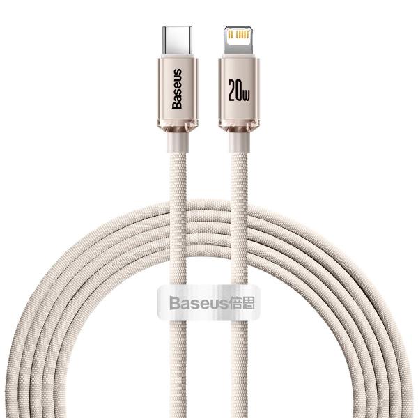 Cablu pentru incarcare si transfer de date Baseus Crystal Shine, USB Type-C/Lightning, 20W, 2m, Roz 1 - lerato.ro