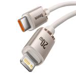 Cablu pentru incarcare si transfer de date Baseus Crystal Shine, USB Type-C/Lightning, 20W, 2m, Roz
