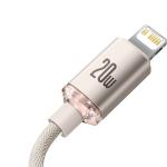 Cablu pentru incarcare si transfer de date Baseus Crystal Shine, USB Type-C/Lightning, 20W, 2m, Roz