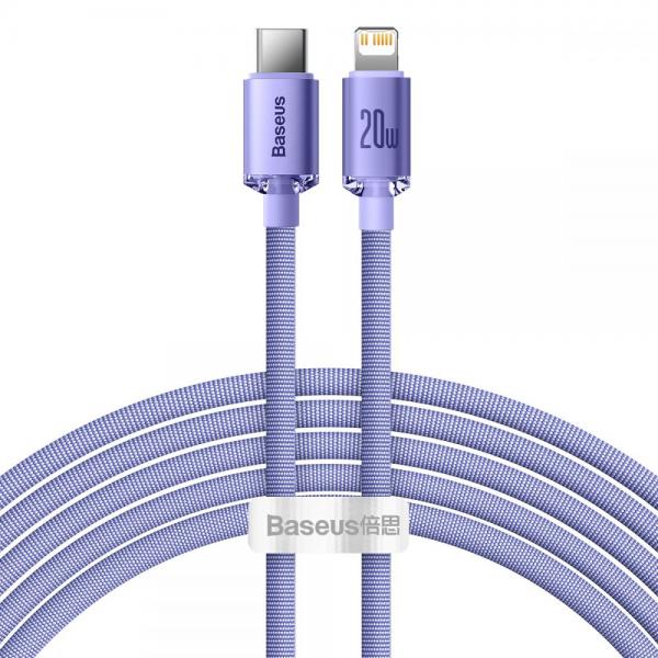 Cablu pentru incarcare si transfer de date Baseus Crystal Shine, USB Type-C/Lightning, 20W, 2m, Mov 1 - lerato.ro