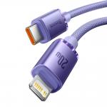 Cablu pentru incarcare si transfer de date Baseus Crystal Shine, USB Type-C/Lightning, 20W, 2m, Mov 3 - lerato.ro