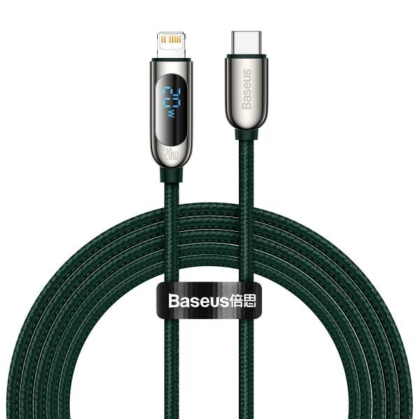 Cablu pentru incarcare si transfer de date Baseus Display, USB Type-C/Lightning, Power Delivery 20W, 2m, Verde 1 - lerato.ro