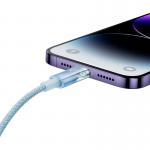 Cablu pentru incarcare si transfer de date Baseus Explorer, USB Type-C/Lightning, 20W, 2.4A, 1m, Albastru 3 - lerato.ro