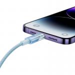 Cablu pentru incarcare si transfer de date Baseus Explorer, USB Type-C/Lightning, 20W, 2.4A, 2m, Albastru