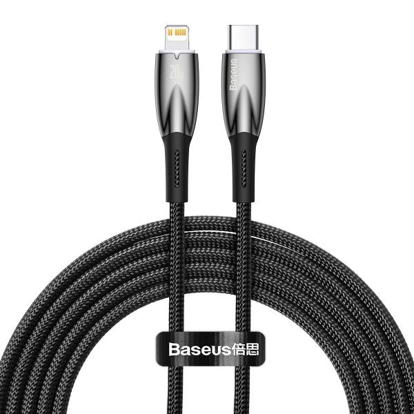Cablu pentru incarcare si transfer de date Baseus Glimmer, USB Type-C/Lightning, PD 20W, 2m, Negru