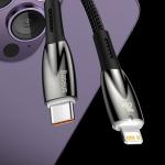 Cablu pentru incarcare si transfer de date Baseus Glimmer, USB Type-C/Lightning, PD 20W, 2m, Negru