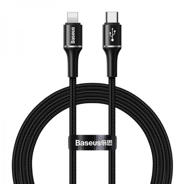 Cablu pentru incarcare si transfer de date Baseus Halo, USB Type-C/Lightning, LED, 18W, 1m, Negru 1 - lerato.ro