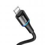 Cablu pentru incarcare si transfer de date Baseus Halo, USB Type-C/Lightning, LED, 18W, 1m, Negru