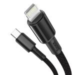 Cablu pentru incarcare si transfer de date Baseus High Density, USB Type-C/Lightning, Power Delivery 20W, 1m, Negru