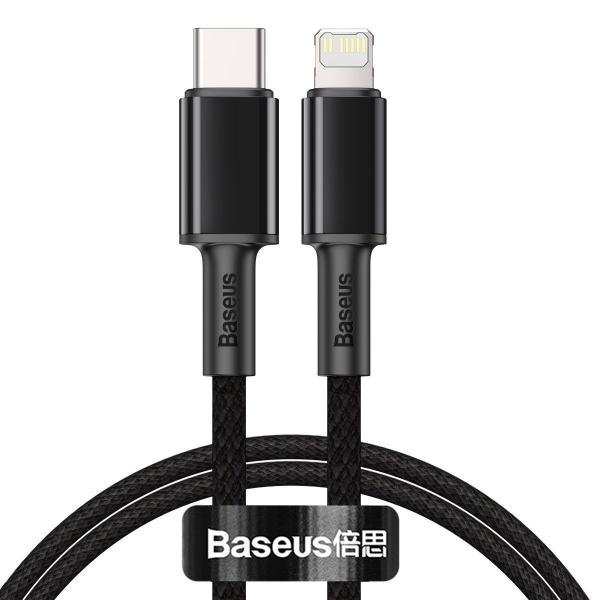 Cablu pentru incarcare si transfer de date Baseus High Density, USB Type-C/Lightning, Power Delivery 20W, 2m, Negru