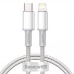 Cablu pentru incarcare si transfer de date Baseus High Density, USB Type-C/Lightning, Power Delivery 20W, 2m, Alb