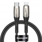 Cablu pentru incarcare si transfer de date Baseus Horizontal, USB Type-C/Lightning, Quick Charge 18W, 2.4A, 1m, Negru 2 - lerato.ro