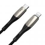 Cablu pentru incarcare si transfer de date Baseus Horizontal, USB Type-C/Lightning, Quick Charge 18W, 2.4A, 1m, Negru 4 - lerato.ro