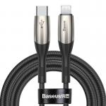 Cablu pentru incarcare si transfer de date Baseus Horizontal, USB Type-C/Lightning, Quick Charge 18W, 2.4A, 2m, Negru 2 - lerato.ro