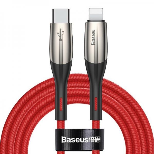 Cablu pentru incarcare si transfer de date Baseus Horizontal, USB Type-C/Lightning, Quick Charge 18W, 2.4A, 2m, Rosu
