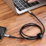 Cablu pentru incarcare si transfer de date Baseus Horizontal, USB Type-C/Lightning, Quick Charge 18W, 2.4A, 50cm, Negru