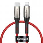 Cablu pentru incarcare si transfer de date Baseus Horizontal, USB Type-C/Lightning, Quick Charge 18W, 2.4A, 50cm, Rosu 2 - lerato.ro