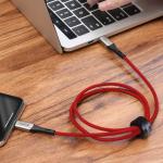 Cablu pentru incarcare si transfer de date Baseus Horizontal, USB Type-C/Lightning, Quick Charge 18W, 2.4A, 50cm, Rosu 4 - lerato.ro