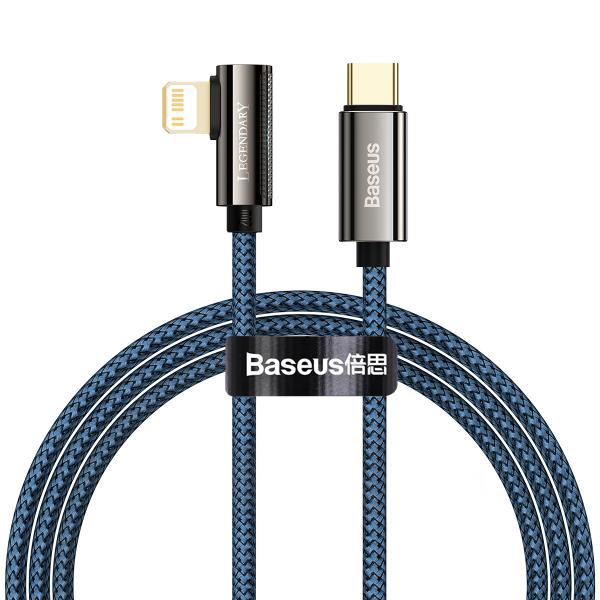 Cablu pentru incarcare si transfer de date Baseus Legend Elbow, USB Type-C/Lightning, 20W, 1m, Albastru