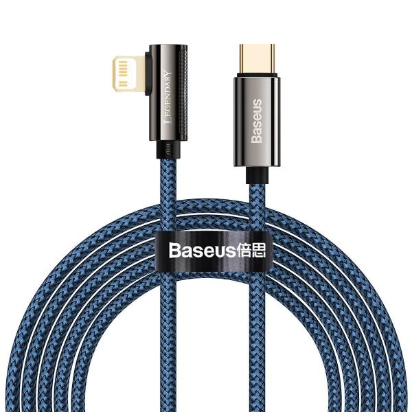 Cablu pentru incarcare si transfer de date Baseus Legend Elbow, USB Type-C/Lightning, 20W, 2m, Albastru 1 - lerato.ro