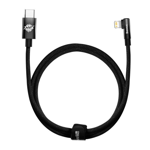 Cablu pentru incarcare si transfer de date Baseus MVP 2 Elbow, USB Type-C/Lightning, Quick Charge 20W, 1m, Negru