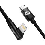 Cablu pentru incarcare si transfer de date Baseus MVP 2 Elbow, USB Type-C/Lightning, Quick Charge 20W, 2m, Negru