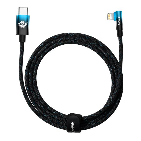 Cablu pentru incarcare si transfer de date Baseus MVP 2 Elbow, USB Type-C/Lightning, Quick Charge 20W, 2m, Albastru 1 - lerato.ro