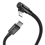Cablu pentru incarcare si transfer de date Baseus MVP Elbow, USB Type-C/Lightning, Quick Charge 18W, 1m, Negru