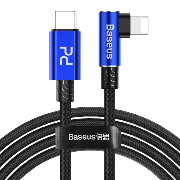 Cablu pentru incarcare si transfer de date Baseus MVP Elbow, USB Type-C/Lightning, Quick Charge 18W, 1m, Albastru